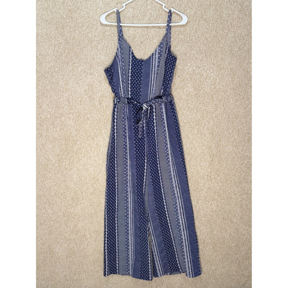 Imperfect petite medium floral culotte jumpsuit J. Gee navy white geometric boho